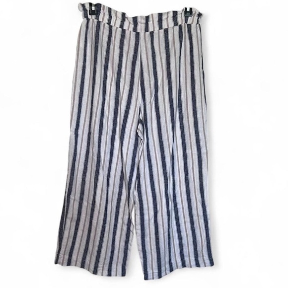 Laundry by Shelli Segal Striped Wide Leg Pants Linen Blend Size Large - Picture 5 of 7